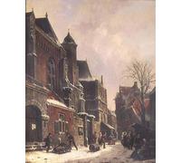 DQCJIYIGL Famous Canvas Artwork Poster Artworks a Dutch Street Scene with Figures by Adrianus Eversen Poster Print for Home Decor 60x90cm