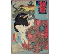 DQCJIYIGL Famous Canvas Artwork Poster Artworks a Honey Shop and a Married Woman Looking At a Calendar by Utagawa Kuniyoshi Poster Print for Home Decor 60x90cm