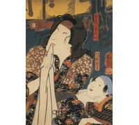 DQCJIYIGL Famous Canvas Artwork Poster Artworks Actor in Pensive Pose Beside Child Utagawa Kuniyoshi Woodcut by Utagawa Kuniyoshi Poster Print for Home Decor 60x90cm
