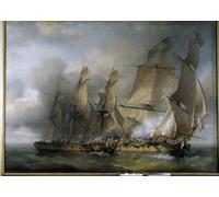 DQCJIYIGL Famous Canvas Artwork Poster Artworks Battle Between the French Frigate La Bayonnaise by Louis Crepin Poster Print for Home Decor 60x90cm