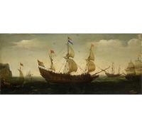 DQCJIYIGL Famous Canvas Artwork Poster Artworks Dutch Three-masted and Other Ships Offshore by Hendrick Cornelisz Vroom Poster Print for Home Decor 60x90cm