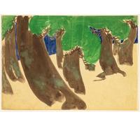 DQCJIYIGL Famous Canvas Artwork Poster Artworks Flowers of a Hundred Worlds Windswept Pines by Kamisaka Sekka Poster Print for Home Decor 60x90cm