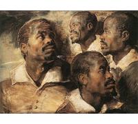 DQCJIYIGL Famous Canvas Artwork Poster Artworks Four Studies of the Head of a Negro by Peter Paul Rubens Poster Print for Home Decor 60x90cm