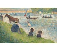 DQCJIYIGL Famous Canvas Artwork Poster Artworks Horse and Boats Study for Bathers At Asnières by Georges Pierre Seurat Poster Print for Home Decor 60x90cm