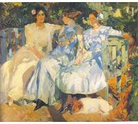 DQCJIYIGL Famous Canvas Artwork Poster Artworks My Wife and Daughters in the Garden by Joaquín Sorolla Poster Print for Home Decor 60x90cm