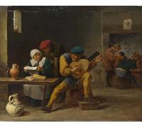 DQCJIYIGL Famous Canvas Artwork Poster Artworks Peasants Making Music in an Inn by David Teniers the Younger Poster Print for Home Decor 60x90cm