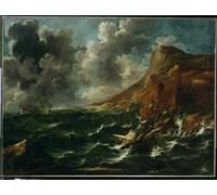 DQCJIYIGL Famous Canvas Artwork Poster Artworks Ships in a Gale by Marco Ricci Poster Print for Home Decor 60x90cm