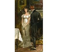 DQCJIYIGL Famous Canvas Artwork Poster Artworks Sketch of a couple standing next to a mantelpiece in an interior Frank Dicksee Poster Print for Home Decor 60x90cm