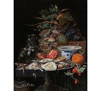 DQCJIYIGL Famous Canvas Artwork Poster Artworks Still Life with Fruit Oysters and a Porcelain Bowl by Abraham Mignon Poster Print for Home Decor 60x90cm