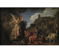 DQCJIYIGL Famous Canvas Artwork Poster Artworks the Angel Raphael Takes Leave of Old Tobit and His Son Tobias by Pieter Lastman Poster Print for Home Decor 60x90cm