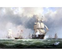 DQCJIYIGL Famous Canvas Artwork Poster Artworks the Baltic Fleet Leaving Spithead Th March by Anton Melbye Poster Print for Home Decor 60x90cm