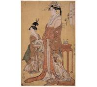 DQCJIYIGL Famous Canvas Artwork Poster Artworks the Courtesans Hanao Gi and Takigawa of the O Giya House by Kitagawa Utamaro Poster Print for Home Decor 60x90cm