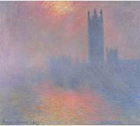 DQCJIYIGL Famous Canvas Artwork Poster Artworks the Houses of Parliament London with the Sun Breaking Through the Fog by Claude Monet Poster Print for Home Decor 60x90cm