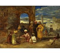 DQCJIYIGL Famous Canvas Prints Portrait Classic Wall Decor Arabs Playing Chess by William Muller Abstract Painting for Home Decor 60x90cm
