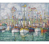 DQCJIYIGL Famous Canvas Prints Portrait Classic Wall Decor Blessing of the Tuna Fleet At Groix by Paul Signac Abstract Painting for Home Decor 60x90cm