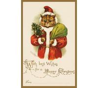 DQCJIYIGL Famous Canvas Prints Portrait Classic Wall Decor Cat wearing a Father Christmas costume by Louis Wain Abstract Painting for Home Decor 60x90cm