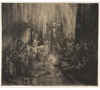 DQCJIYIGL Famous Canvas Prints Portrait Classic Wall Decor Christ crucified between the two thieves: the three crossesa by Rembrandt van Rijn Abstract Painting for Home Decor 60x90cm