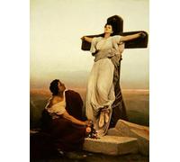 DQCJIYIGL Famous Canvas Prints Portrait Classic Wall Decor Christian Martyr on the Cross St Julia by Gabriel Max Abstract Painting for Home Decor 60x90cm