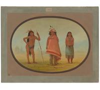 DQCJIYIGL Famous Canvas Prints Portrait Classic Wall Decor Cochimtee Chief His Wife and a Warriories by George Catlin Abstract Painting for Home Decor 60x90cm