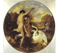 DQCJIYIGL Famous Canvas Prints Portrait Classic Wall Decor Female Bathers Surprised by a Swan by William Etty Abstract Painting for Home Decor 60x90cm