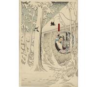 DQCJIYIGL Famous Canvas Prints Portrait Classic Wall Decor Gentoku Visiting Komei in His Retreat in a Snowstorm Late by Tsukioka Yoshitoshi Abstract Painting for Home Decor 60x90cm
