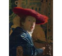 DQCJIYIGL Famous Canvas Prints Portrait Classic Wall Decor Girl with the Red Hat by Johannes Vermeer Abstract Painting for Home Decor 60x90cm