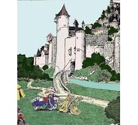 DQCJIYIGL Famous Canvas Prints Portrait Classic Wall Decor King Arthur and the Black Knight Fight in the Courtyard of Camelot by Howard Pyle Abstract Painting for Home Decor 60x90cm