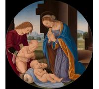 DQCJIYIGL Famous Canvas Prints Portrait Classic Wall Decor Lady Adoring the Child with the Infant Saint John the Baptist and an Angel by Lorenzo Di Credi Abstract Painting for Home Decor 60x90cm