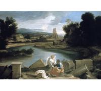 DQCJIYIGL Famous Canvas Prints Portrait Classic Wall Decor Landscape with St and the Angel by Nicolas Poussin Abstract Painting for Home Decor 60x90cm