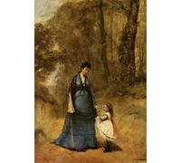 DQCJIYIGL Famous Canvas Prints Portrait Classic Wall Decor Madam and Miss Stumpf by Jean Baptiste Camille Corot Abstract Painting for Home Decor 60x90cm
