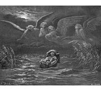 DQCJIYIGL Famous Canvas Prints Portrait Classic Wall Decor Moses on the River Nile Engraving by Doré Bible by Gustave Dore Abstract Painting for Home Decor 60x90cm