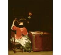 DQCJIYIGL Famous Canvas Prints Portrait Classic Wall Decor Music Lesson by Gerard Ter Borch Abstract Painting for Home Decor 60x90cm