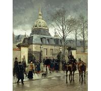 DQCJIYIGL Famous Canvas Prints Portrait Classic Wall Decor Outside Les Invalides Paris by Jean Baptiste Edouard Detaille Abstract Painting for Home Decor 60x90cm
