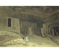 DQCJIYIGL Famous Canvas Prints Portrait Classic Wall Decor Part of the Kanaree Caves Salsette Plate From oriental Scenery by William Daniell Abstract Painting for Home Decor 60x90cm
