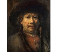 DQCJIYIGL Famous Canvas Prints Portrait Classic Wall Decor Petit autoportrait small self-portrait by Rembrandt van Rijn Abstract Painting for Home Decor 60x90cm