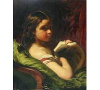 DQCJIYIGL Famous Canvas Prints Portrait Classic Wall Decor Portrait of a Young Girl Holding a Book by Sant Abstract Painting for Home Decor 60x90cm