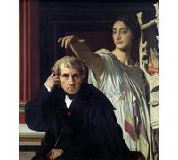 DQCJIYIGL Famous Canvas Prints Portrait Classic Wall Decor Portrait of the Italian Composer Cherubini and the Muse of Lyrical Poetry by Jean Auguste Ingres Abstract Painting for Home Decor 60x90cm
