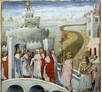 DQCJIYIGL Famous Canvas Prints Portrait Classic Wall Decor Procession of Pope Gregoire I Said the Great or the Dialogue At the Chateau Saint Angelo by Di Paolo Abstract Painting for Home Decor 60x90cm