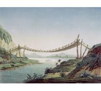 DQCJIYIGL Famous Canvas Prints Portrait Classic Wall Decor Rope Bridge Near Penipe Crossing the Chambo River Mexico by Baron Friedrich Alexander von Humboldt Abstract Painting for Home Decor 60x90cm