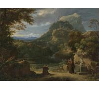 DQCJIYIGL Famous Canvas Prints Portrait Classic Wall Decor Saint Anthony of Padua Introducing Two Novices to Friars in a Mountainous Landscape by Fabre Abstract Painting for Home Decor 60x90cm