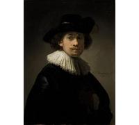 DQCJIYIGL Famous Canvas Prints Portrait Classic Wall Decor Self-portrait of the artist, half-length, Wearing a Ruff and a black hat by Rembrandt van Rijn Abstract Painting for Home Decor 60x90cm