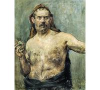 DQCJIYIGL Famous Canvas Prints Portrait Classic Wall Decor Self Portrait with Glass by Lovis Corinth Abstract Painting for Home Decor 60x90cm