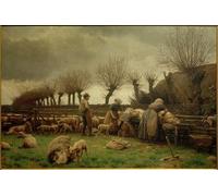 DQCJIYIGL Famous Canvas Prints Portrait Classic Wall Decor Spring Shearing on Lolland Grey Sky by Joakim Skovgaard Abstract Painting for Home Decor 60x90cm