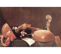 DQCJIYIGL Famous Canvas Prints Portrait Classic Wall Decor Still-life with Musical Instruments by Evaristo Baschenis Abstract Painting for Home Decor 60x90cm