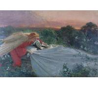 DQCJIYIGL Famous Canvas Prints Portrait Classic Wall Decor the Angel of Death by Domenico Morelli Abstract Painting for Home Decor 60x90cm