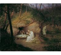 DQCJIYIGL Famous Canvas Prints Portrait Classic Wall Decor the Dead Hermit by Ludwig Ferdinand Schnorr Von Carolsfeld Abstract Painting for Home Decor 60x90cm