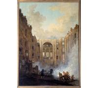 DQCJIYIGL Famous Canvas Prints Portrait Classic Wall Decor the Fire of the Opera At the Palais Royal Painting by Hubert Robert Abstract Painting for Home Decor 60x90cm
