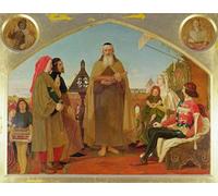 DQCJIYIGL Famous Canvas Prints Portrait Classic Wall Decor the First Translation of the Bible Into English by Madox Brown Abstract Painting for Home Decor 60x90cm