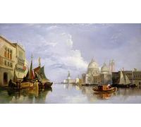 DQCJIYIGL Famous Canvas Prints Portrait Classic Wall Decor the Grand Canal with the Church of Santa Maria Della Salute Venice by William Muller Abstract Painting for Home Decor 60x90cm