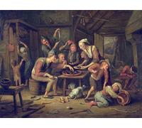 DQCJIYIGL Famous Canvas Prints Portrait Classic Wall Decor the Lean Kitchen by Jan Havickszoon Steen Abstract Painting for Home Decor 60x90cm